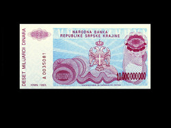 Unc - ten billion dinars - between Krajina Serbs. - 1993