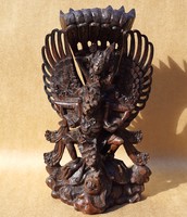 Régi ritka Balinéz fafaragás hindu mitológia Garuda - Vishnu isten madara ázsiai jelzett szobor