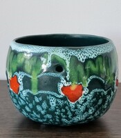 Hanging, decorative ceramic bowl - '70s