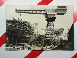 Old postcard postcard - ganz mhd Hungarian ship and crane factory - crane tower crane - 1950-1970s