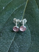 925 ezüst fülbevaló szép rózsaszín kővel