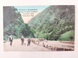 Vereckei szoros kirándulókkal, régi képeslap, Feldpost