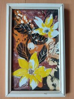 L.Presits Lujza: " Tavaszi virág", tűzzománc, 17x28 cm+ keret
