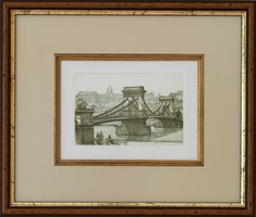 Gaal bumpy, chain bridge (etching), with certificate of authenticity!