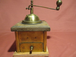 Old working wood-copper coffee grinder