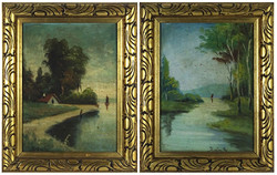 1I537 sándor iván: a pair of waterside landscape paintings