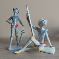 Rare collectible Veress Miklós Köbánya porcelain factory (drasche) Don Quixote figurines