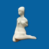 Royal Dux fehér porcelán női akt figurális szobor