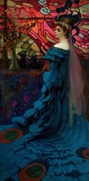 Stabrowski - Lány pávának öltözve - vakrámás vászon reprint