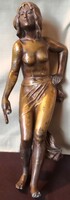 DT/111 - Fürdeni készülő hölgy – Szecessziós bronzírozott antik ón szobor