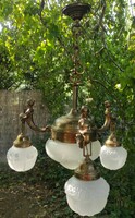 Sculptural doll chandelier with 3 arms and beautiful bulbs
