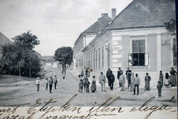 Antik fotó képeslap  ETYEK  Paplak, Iskola és Községháza 1905 Anyakönyv Vezető tábla