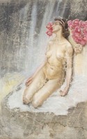 Stabrowski - kneeling nude - quilted canvas reprint