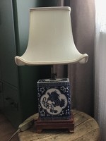 Keleti sárkány mintás porcelán asztali lámpa állítható magasságú lámpaernyővel