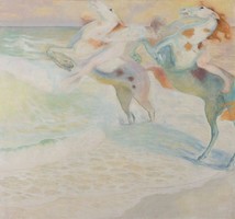 Stabrowski - white horses - blindfold canvas reprint