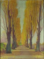 1K344 Hungarian painter xx. Century: row of poplar trees