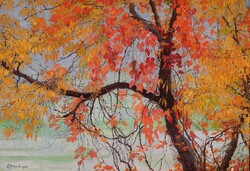Edward okuń - autumn leaves - blindfold canvas reprint