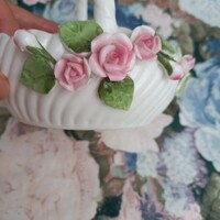 Porcelán Virágos tároló, vagy  kinaló