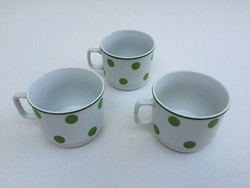 Zsolnay régi porcelán zöld pöttyös teás bögre