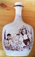Ceramic liquor bottle. Blueberry harvest scene from Germany.