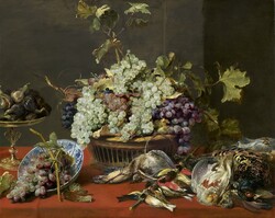 Snyders - still life with grapes and wild animals - blindfold canvas reprint