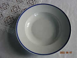 Zsolnay porcelain deep plate, antique, blue striped, diameter 23.5 cm. He has!