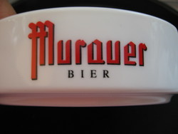 Murauer Beer Advertisement Ashtray FRANCE Milk Glass