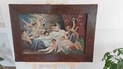(K) signed antique angel painting 70x51 cm with frame 1923.