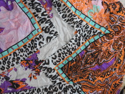 Large silk scarf with a leopard print on the edges
