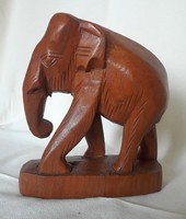 Teakfa kézzel faragott elefánt szobor Thaiföldről, akár könyvtámasznak is alkalmas