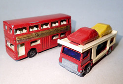 Vintage Retró Matchbox angol emeletes városnéző autóbusz játék autó busz jármű modell makett
