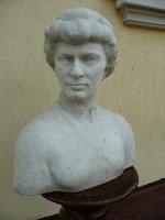 Híres szobrász Palotai Szkalos Gyula nagyon nagy, nehéz fehér márvány hibátlan mellszobra / büszt