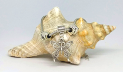 Pandora style, Tibetan silver butterfly pendant and elephant charm pearl bracelet