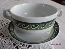 Lilien porcelain Austria, green patterned bowl with coaster. He has!