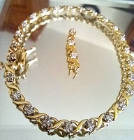 Álom szép (elegáns ) fehér -sárga arany gyémánt -Brill karkötő kb 2,28 CT