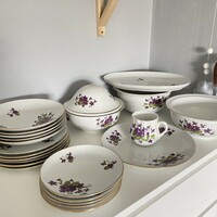 1777 Henneberg violet tableware, old 23 pcs