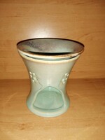 Green glazed ceramic candle holder 12 cm high (23/d)