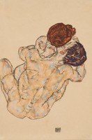Egon schiele embracing couple, male and female nude reprint art print
