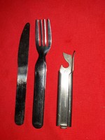 Régi ELZETT Művek acél étkezőkészlet kés-villa - konzervbontó a képek szerint