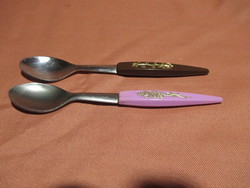 2 dessert, mocha spoons, mini cutlery
