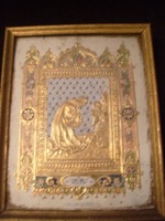 M-12 jesus am oelberg rich in gilding glass-plate rarity on wooden board early 1800s