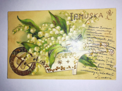 Embossed, lily-of-the-valley name day greeting from 1905. 323.
