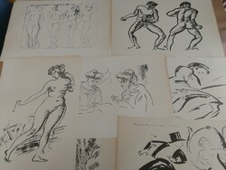 János Vaszary's drawings, zeichnungen-drawings, 45-page folder, rarity!