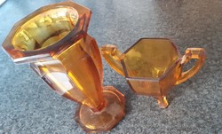 Brown glass vase and candy holder