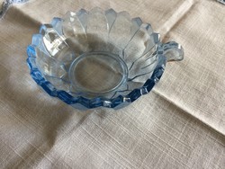 Old blue glass bowl with handles