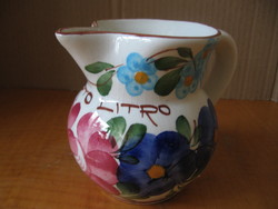Italian floral milk jug, wine offering quarter liter