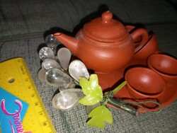 Tiny Chinese ceramic tea set + glass grape decor