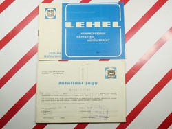 Old retro Hehel refrigerator - handling information and warranty card - refrigerating machine factory Jászberény