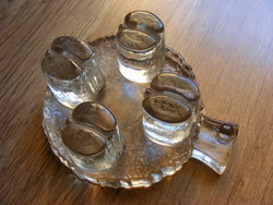 Apple-decorated thick glass candle holder