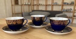 Anna yatskevich lomonosov cobalt blue Russian porcelain cups 3 pieces